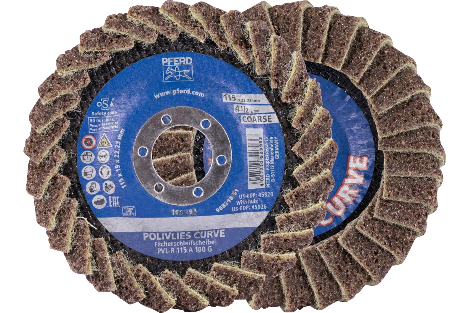 Picture of Pferd Flap Disc, PVL-R, Polivlies® Curve, 4-1/2" x 7/8, Coarse, Aluminum oxide